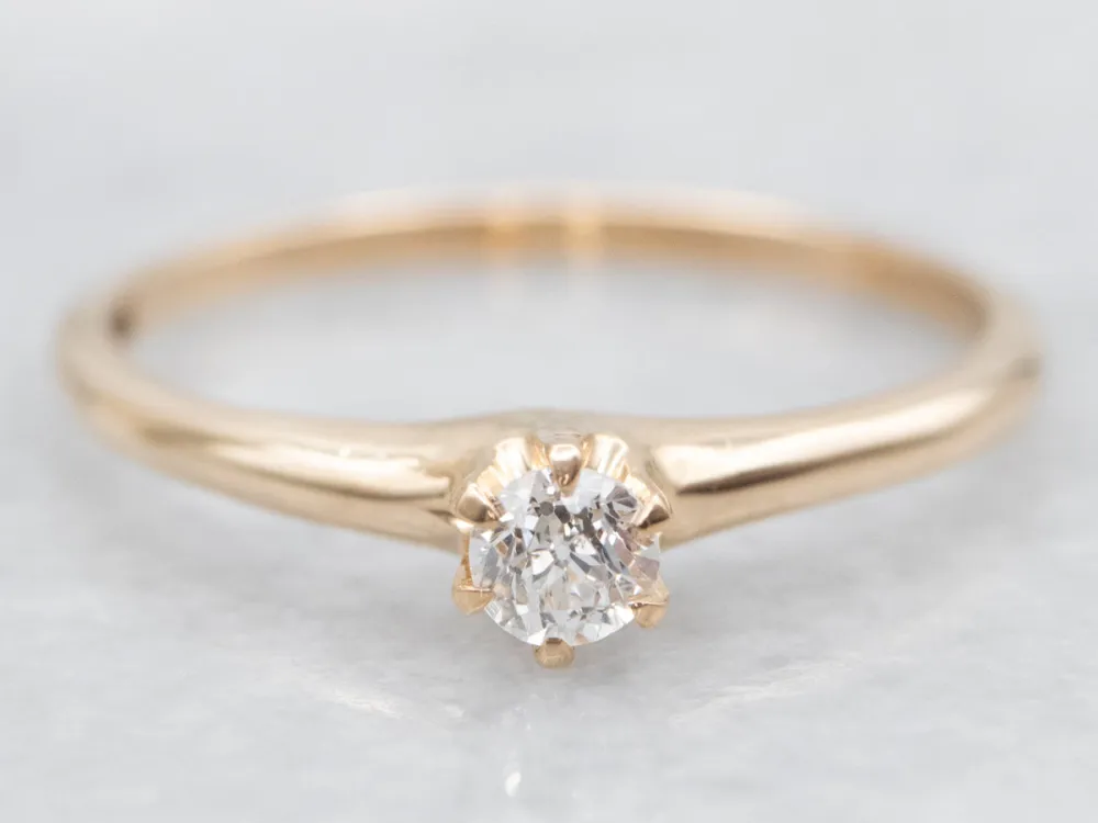 Dainty Victorian Old Mine Cut Diamond Engagement Ring - DIN Norm