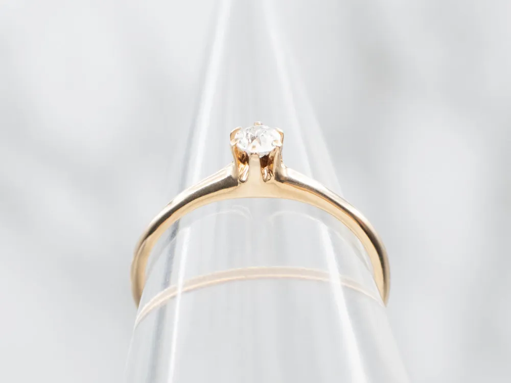 Dainty Victorian Old Mine Cut Diamond Engagement Ring - DIN Norm