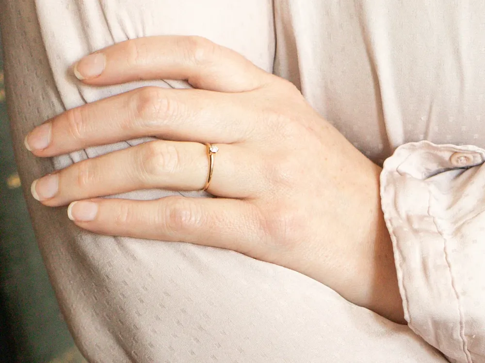 Dainty Victorian Old Mine Cut Diamond Engagement Ring - DIN Norm