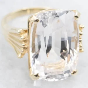 Danburite Cocktail Ring Fanned Shoulders - DIN Norm