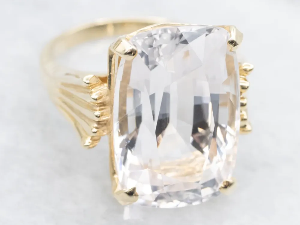 Danburite Cocktail Ring Fanned Shoulders - DIN Norm