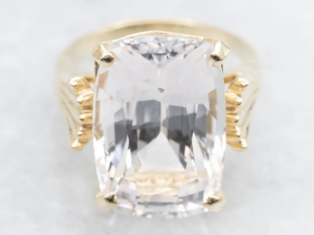 Danburite Cocktail Ring Fanned Shoulders - DIN Norm