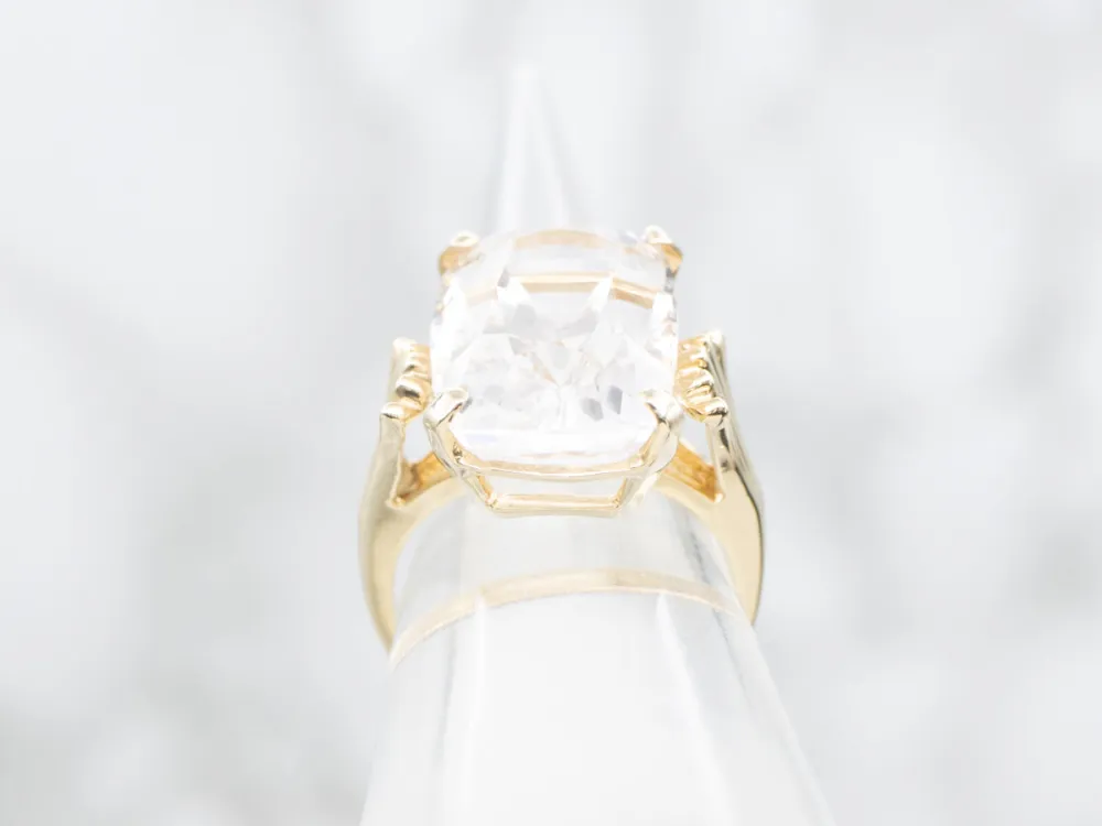 Danburite Cocktail Ring Fanned Shoulders - DIN Norm