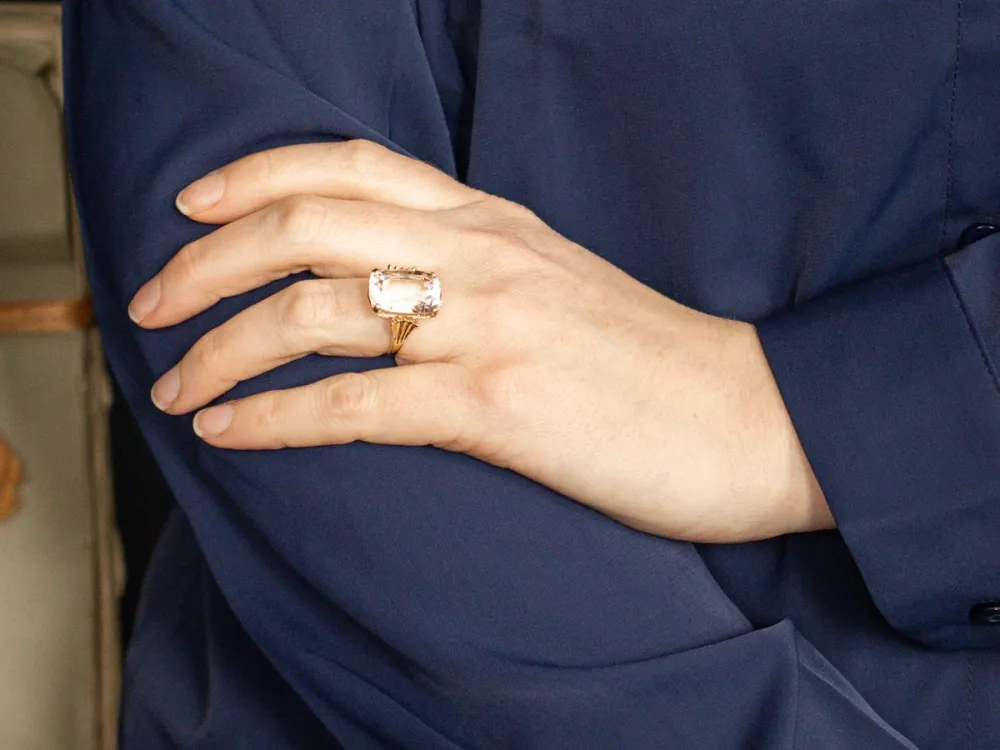 Danburite Cocktail Ring Fanned Shoulders - DIN Norm