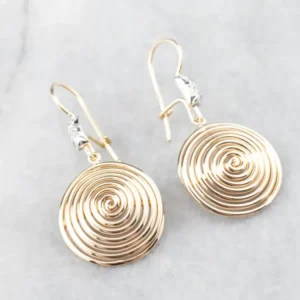 Diamond Gold Spiral Drop Earrings