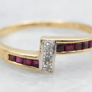 Diamond and Ruby Bypass Ring - DIN Norm