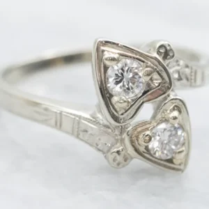 Early Retro Era Diamond Seetheart Bypass Ring