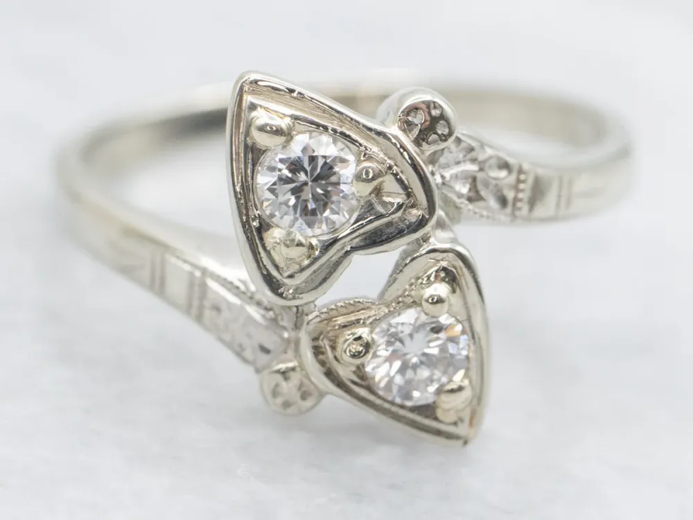 Early Retro Era Diamond Seetheart Bypass Ring