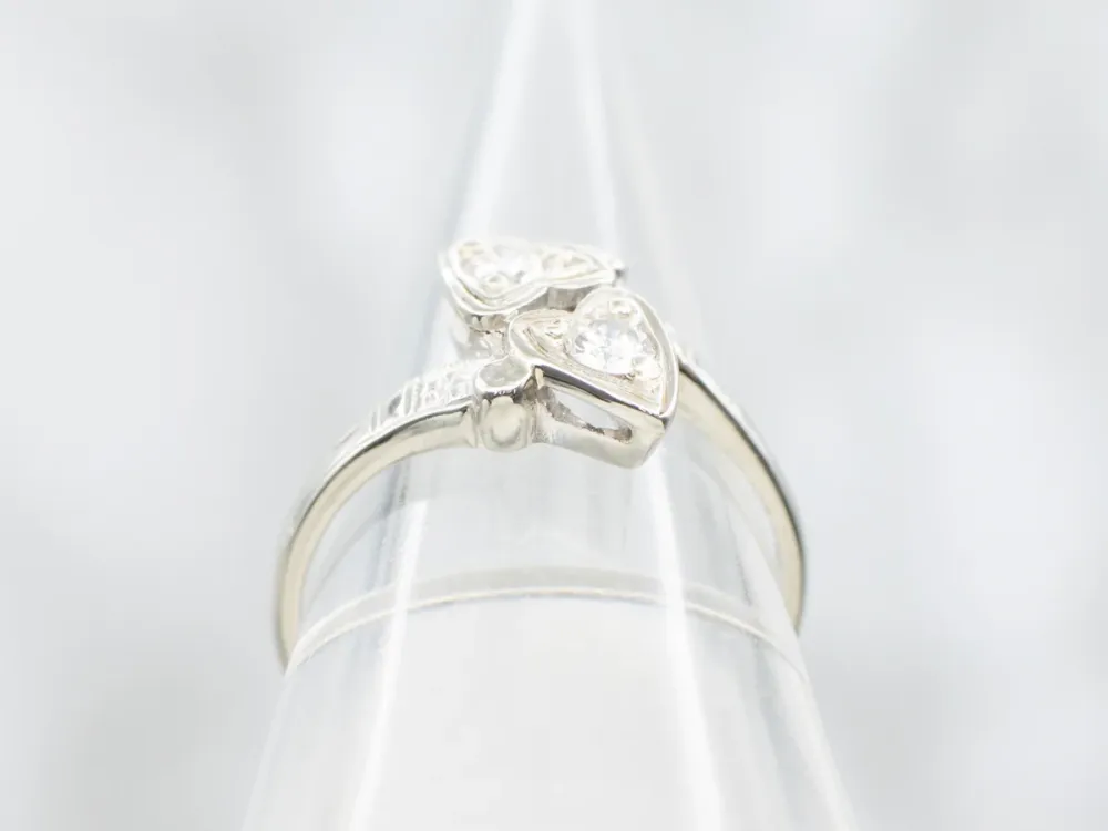 Early Retro Era Diamond Seetheart Bypass Ring