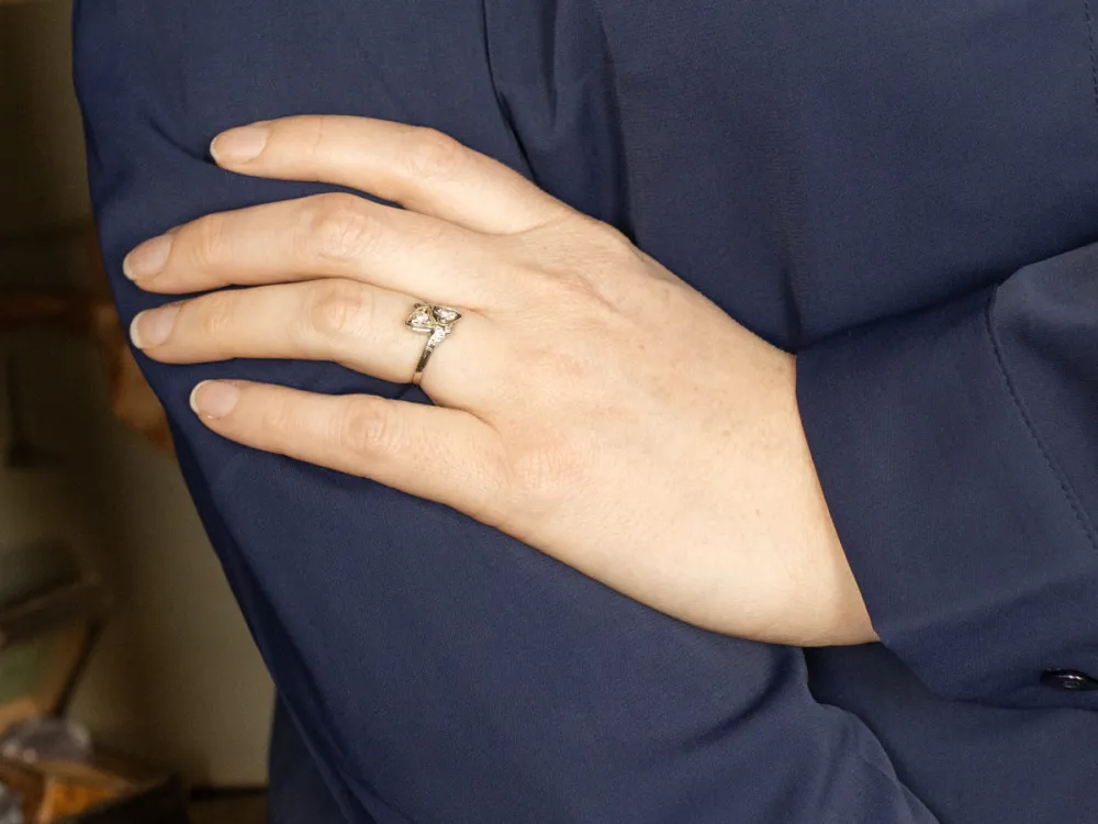 Early Retro Era Diamond Seetheart Bypass Ring