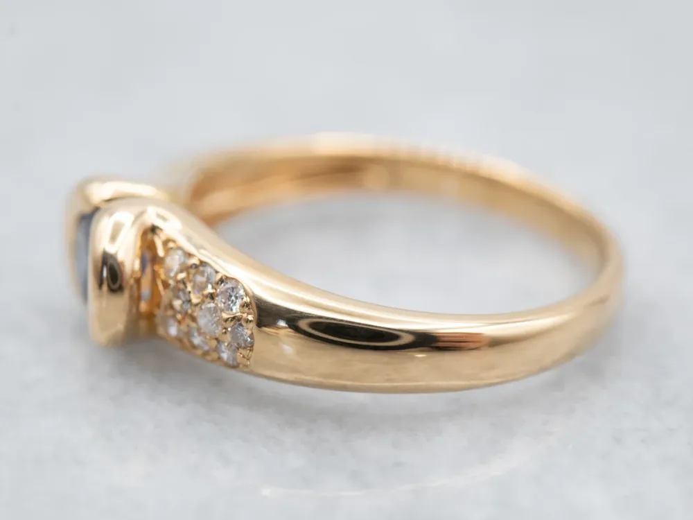 East to West Sapphire and Diamond Ring - DIN Norm