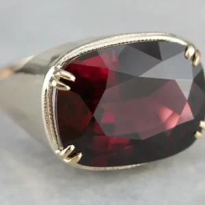 East-West Rhodolite Garnet Statement Ring - DIN Norm