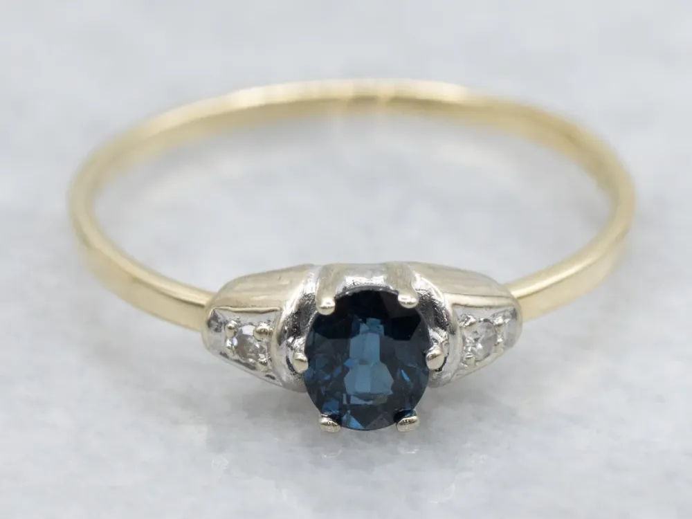 Eenvoudig Sapphire and Diamond Vintage Ring Platinum and Gold Setting
