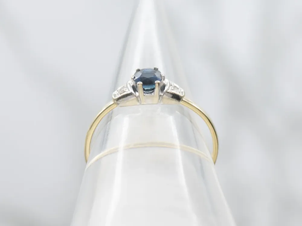 Eenvoudig Sapphire and Diamond Vintage Ring Platinum and Gold Setting