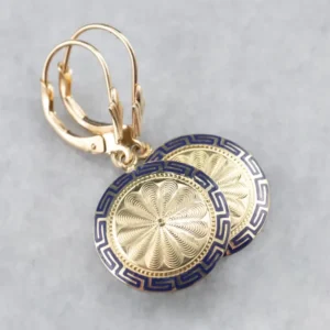 Enamel and Gouden Cufflink Drop Earrings