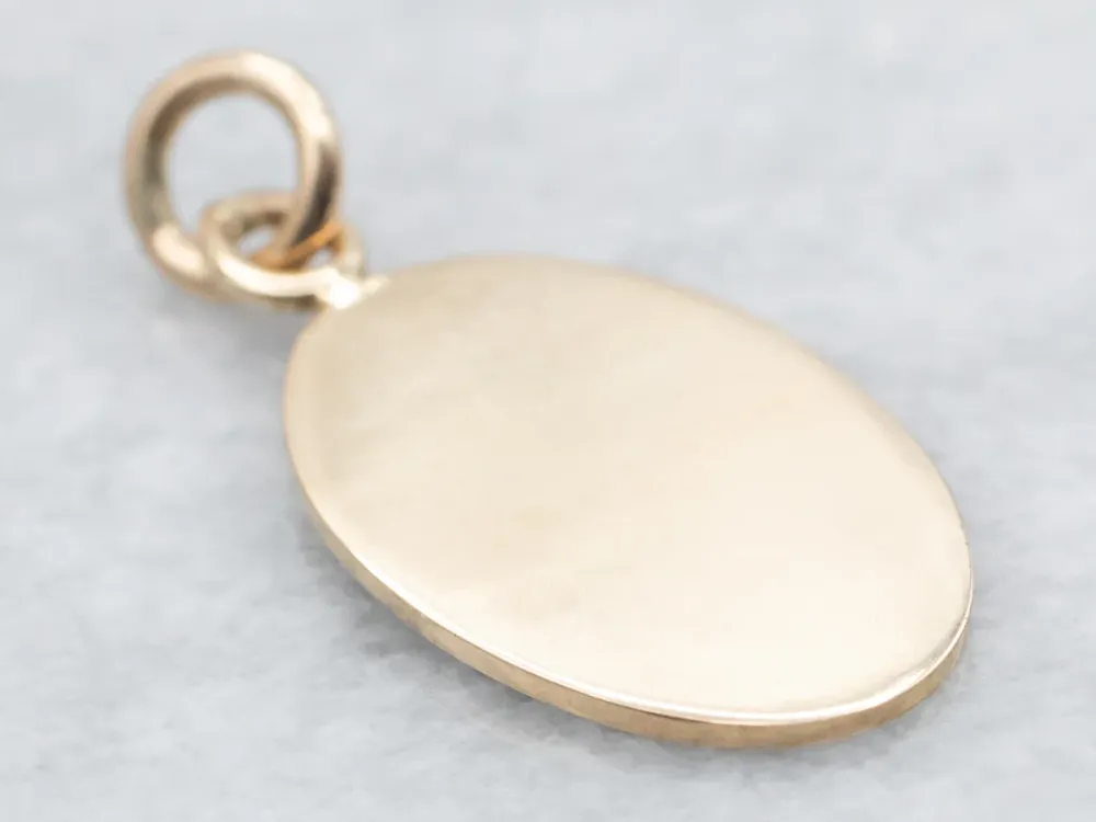 Engravable Goud Oval Disc Pendant