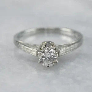 Engraved Diamond Engagement Ring