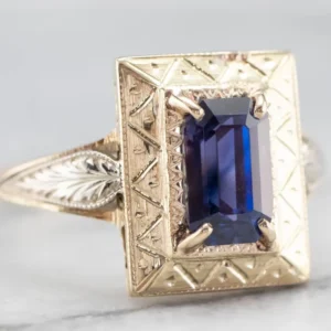 Engraved Purple Sapphire Ring