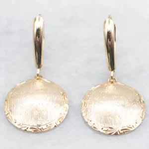 Etched Disc Drop Earrings met CE-Keurmerk