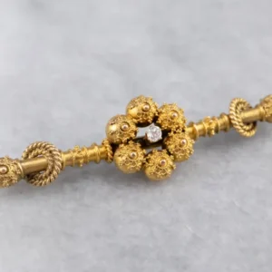 Etruscan Revival Old Mine Cut Diamond Victorian Brooch - DIN Norm
