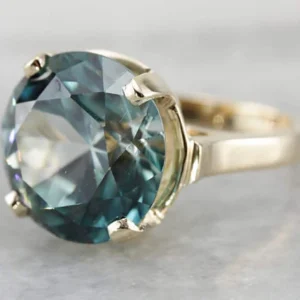 Exceptional Blue Zircon Statement Ring, Museum Quality Gemstone