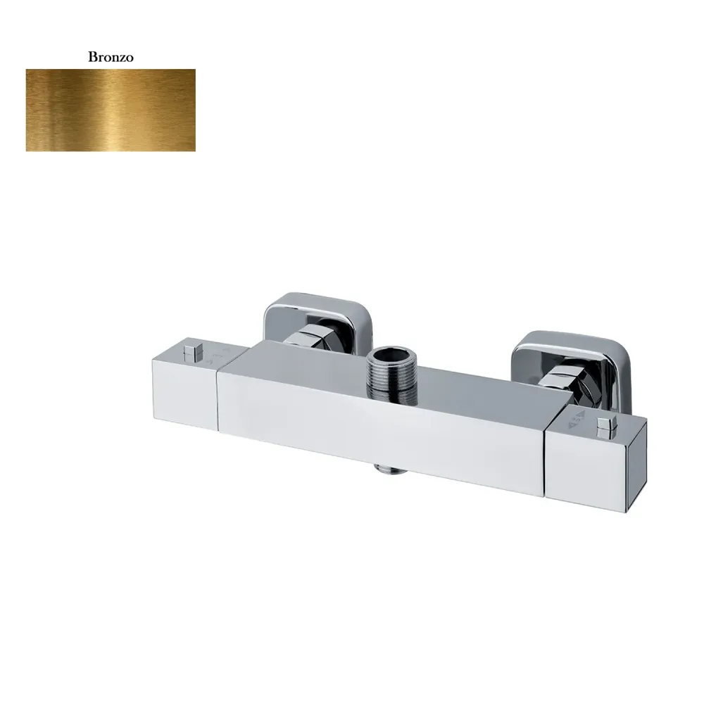 External square shower thermostatic bronskleurig diverter - DIN Norm
