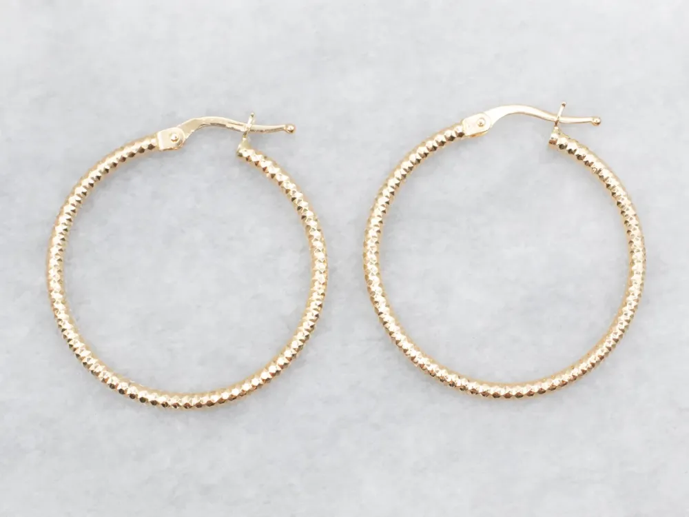 Faceted Goud Tube Hoop Earrings