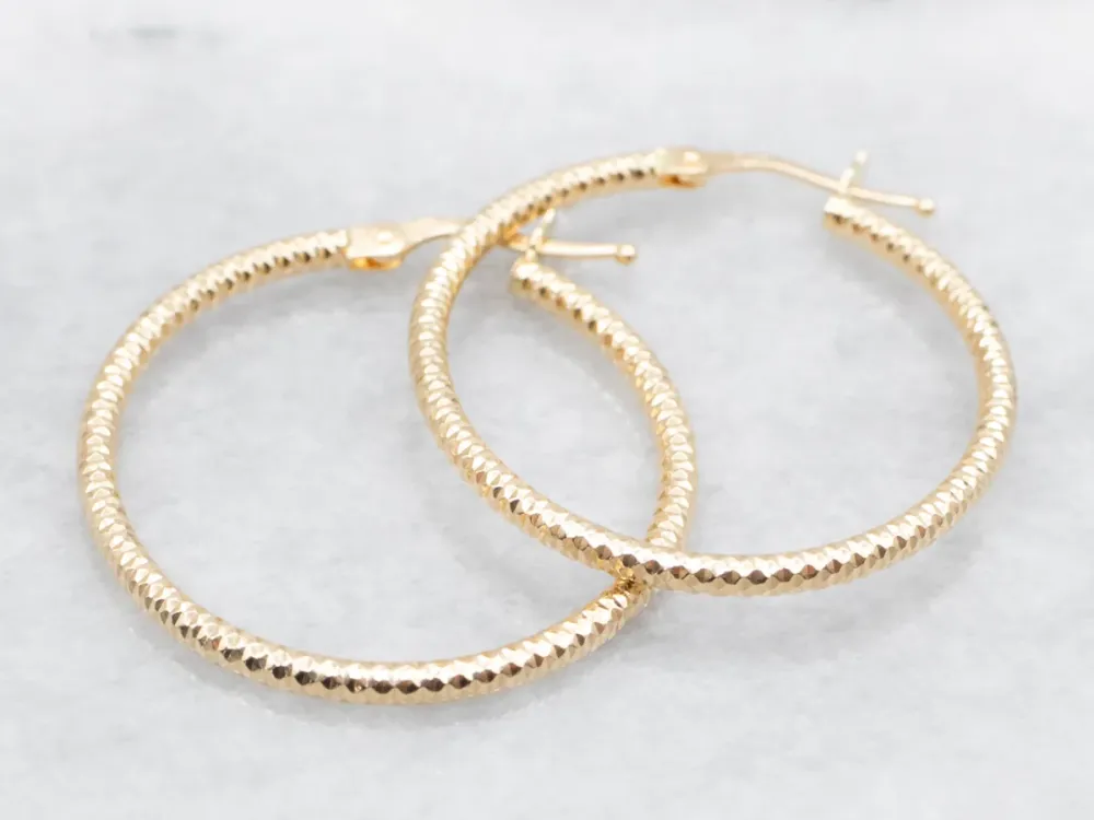 Faceted Goud Tube Hoop Earrings