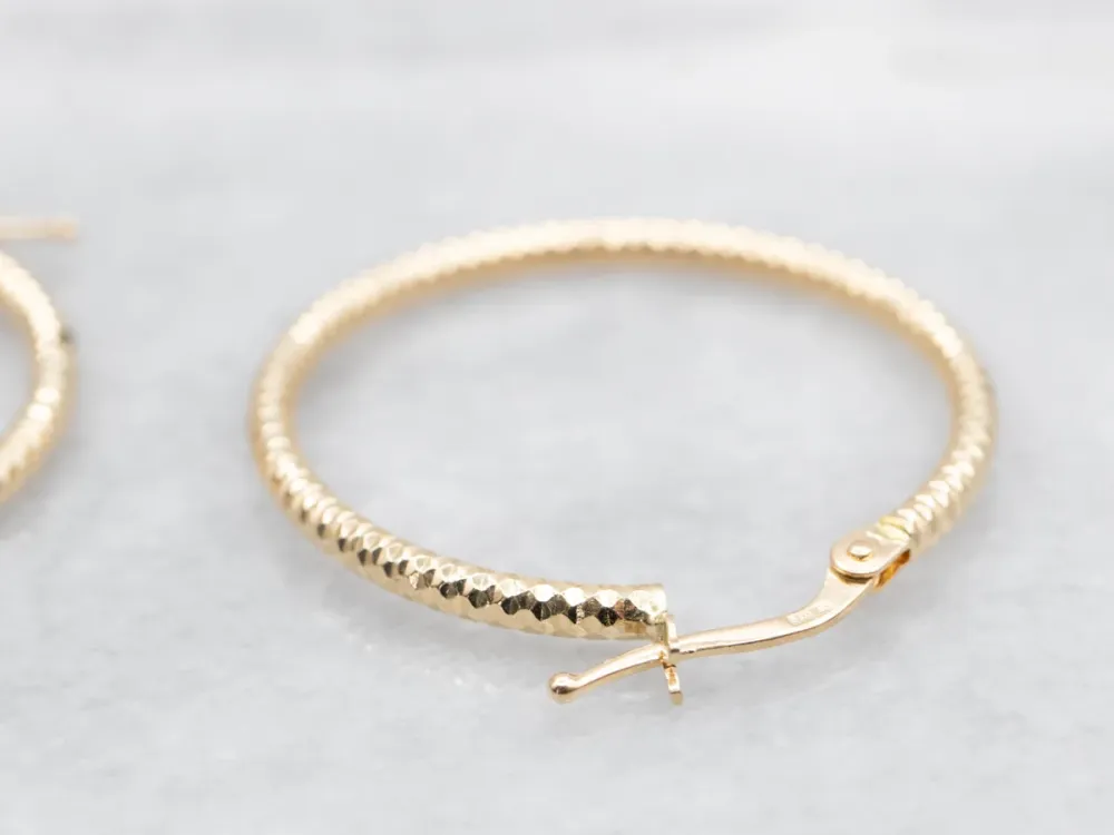 Faceted Goud Tube Hoop Earrings