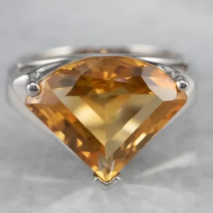 Fancy Cut Citrine Verguld Statement Ring