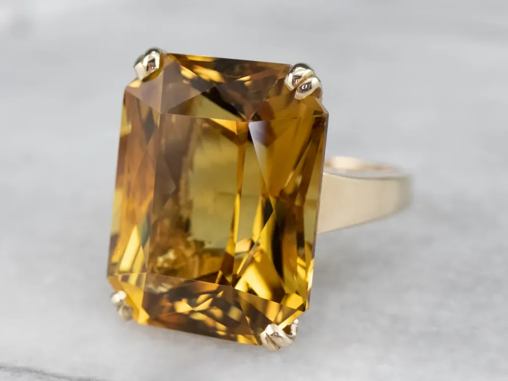 Fantastic Antiek Citrine Cocktail Ring - DIN Norm