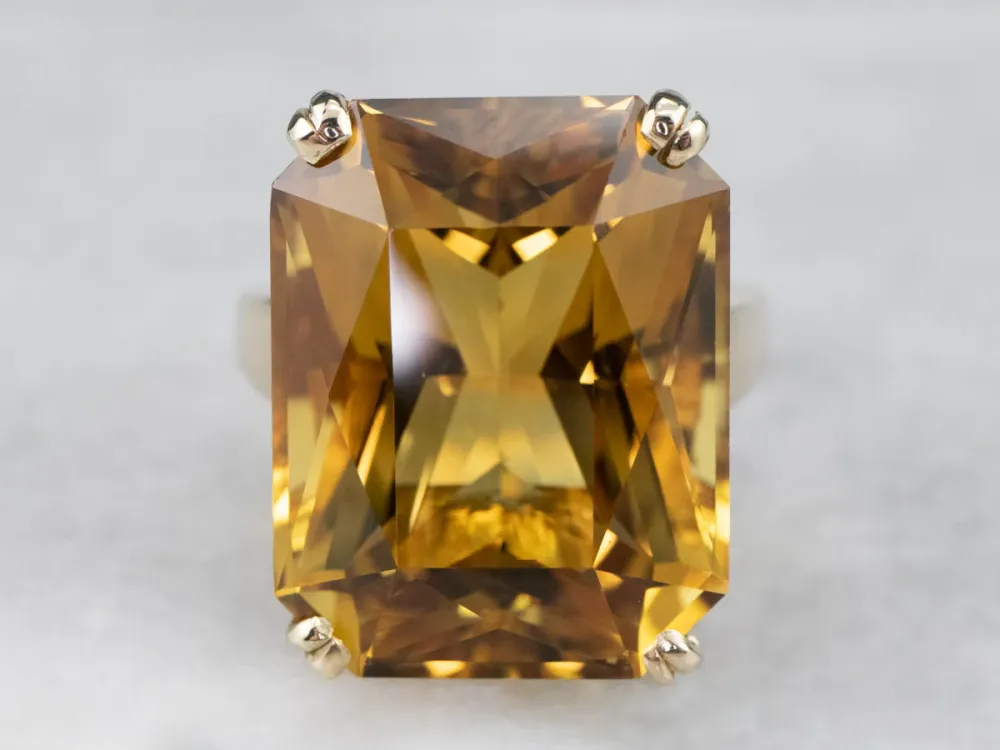 Fantastic Antiek Citrine Cocktail Ring - DIN Norm