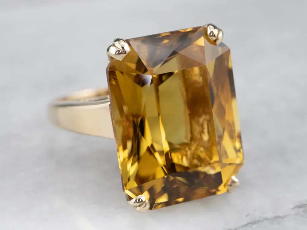 Fantastic Antiek Citrine Cocktail Ring - DIN Norm