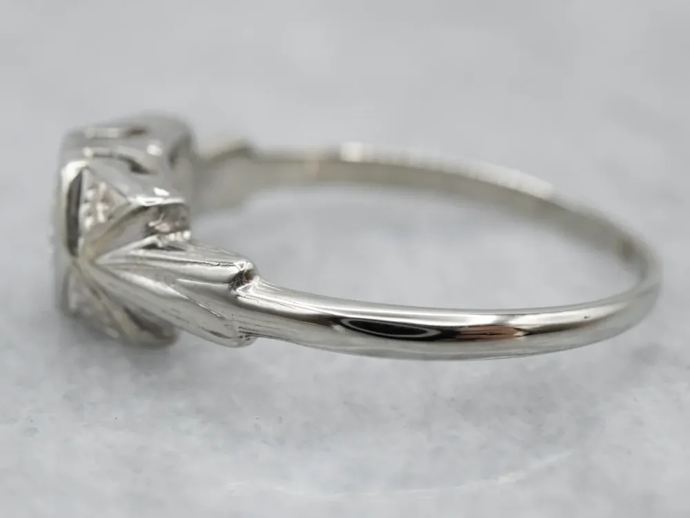 Floral Art Deco Old Mine Cut Diamond Engagement Ring - DIN Norm