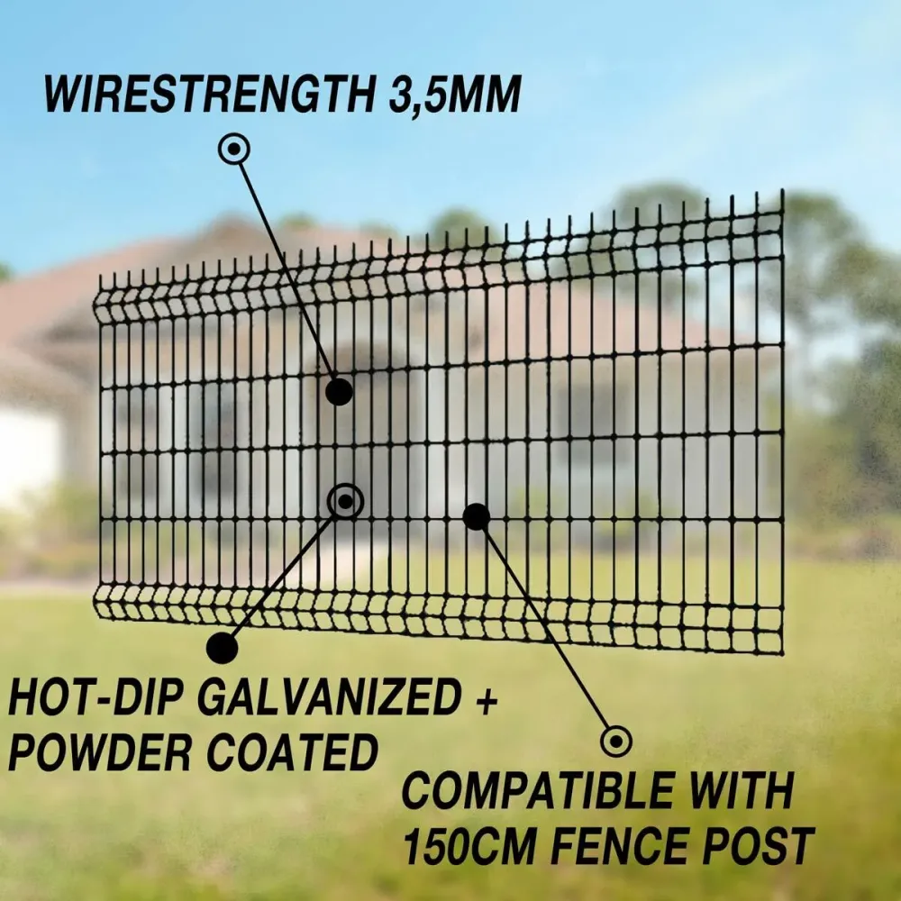 Fornorth Fence panel 1030x2500mm, wirestrength 3.5mm, ebbenhout