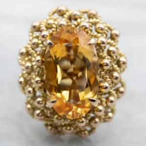 Funky Vintage Citrine Cocktail Ring