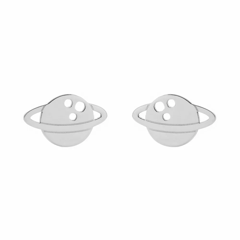Gegalvaniseerd 925 Sterling Platinagrijs Planet shine earrings