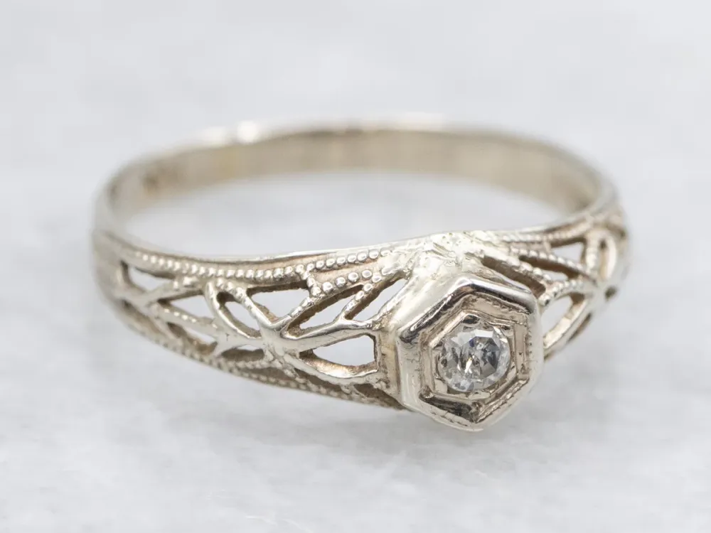 Gegalvaniseerd Antique Diamond and Goud Baptism Ring