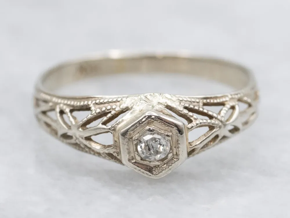 Gegalvaniseerd Antique Diamond and Goud Baptism Ring