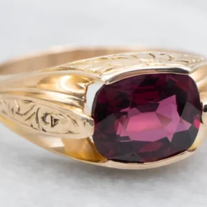 Gegalvaniseerd Antique East to West Cushion Cut Rhodolite Garnet Ring