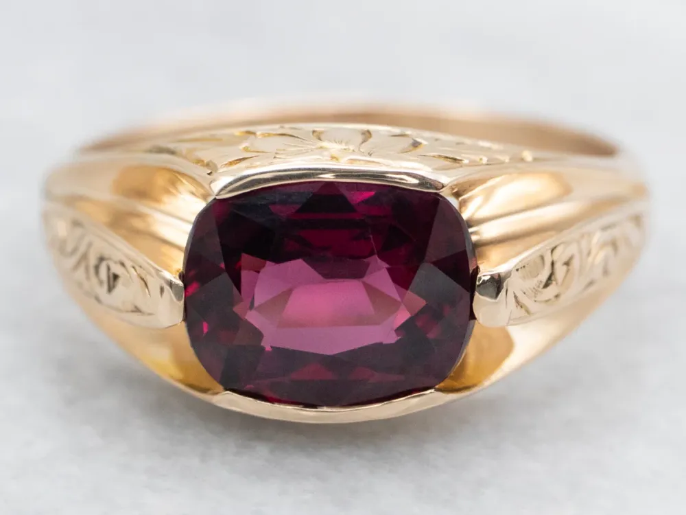 Gegalvaniseerd Antique East to West Cushion Cut Rhodolite Garnet Ring