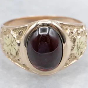 Gegalvaniseerd Antique Garnet Cabochon Botanical Ring