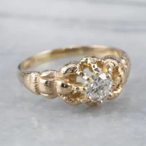 Gegalvaniseerd Antique Unisex Diamond Belcher Engagement Ring