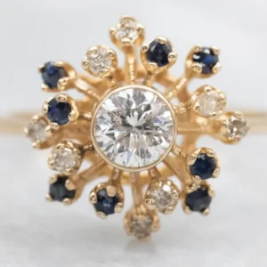 Gegalvaniseerd Atomic Era Bezel Set Diamond Halo Engagement Ring