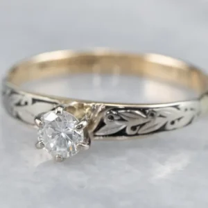 Gegalvaniseerd Botanical Diamond Solitaire Engagement Ring