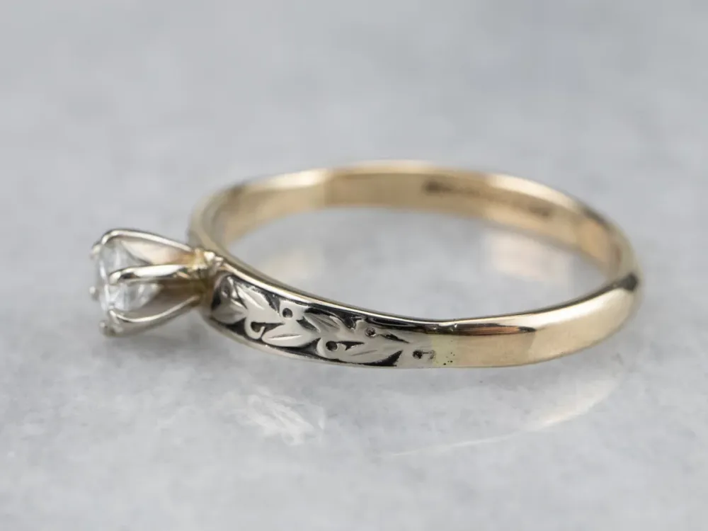 Gegalvaniseerd Botanical Diamond Solitaire Engagement Ring