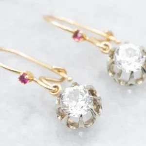 Gegalvaniseerd Buttercup Sneeuwwit Sapphire and Ruby Drop Earrings