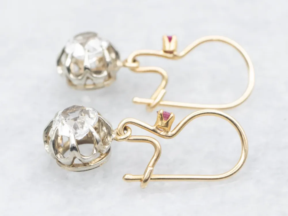 Gegalvaniseerd Buttercup Sneeuwwit Sapphire and Ruby Drop Earrings