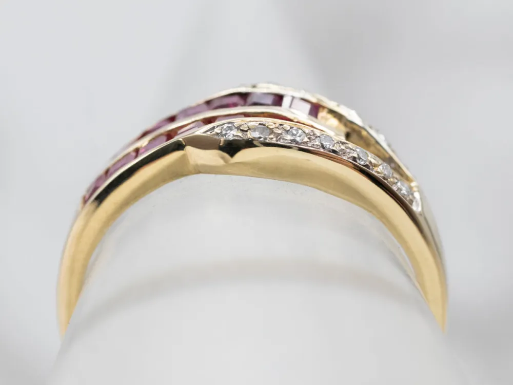 Gegalvaniseerd Diamond and Synthetic Ruby Belt Buckle Ring