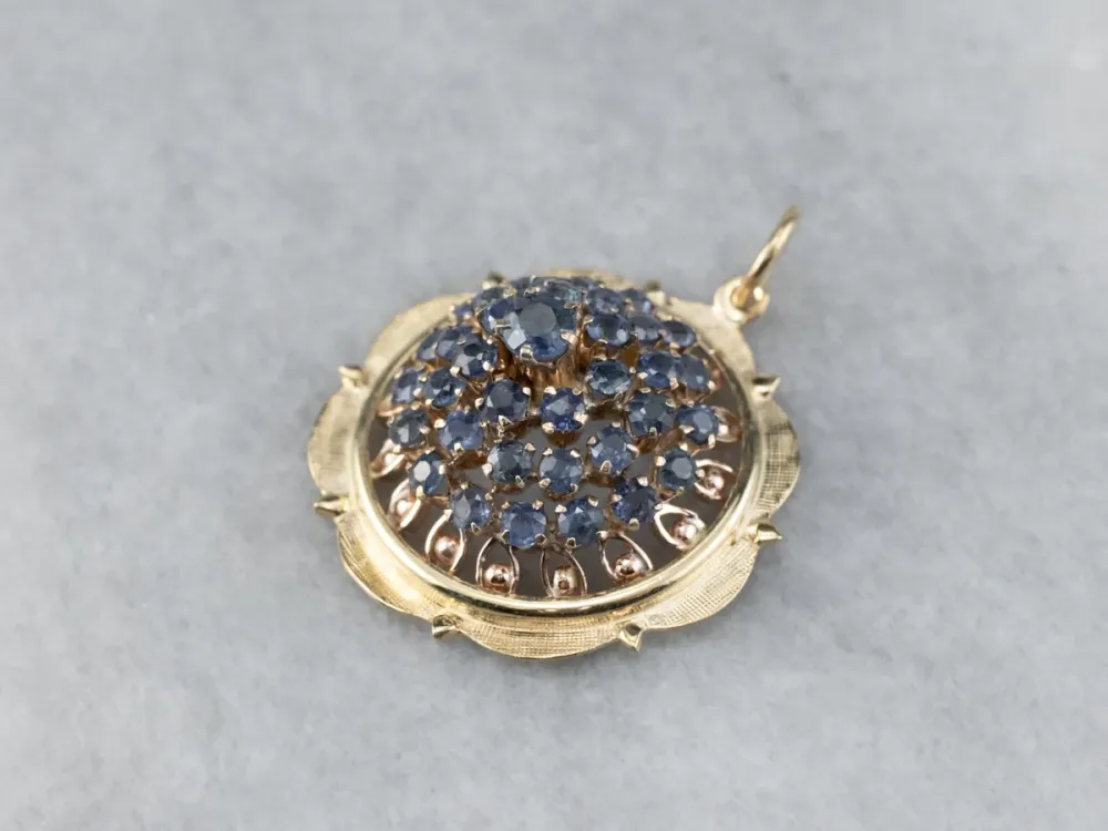 Gegalvaniseerd Domed Sapphire Cluster Pendant